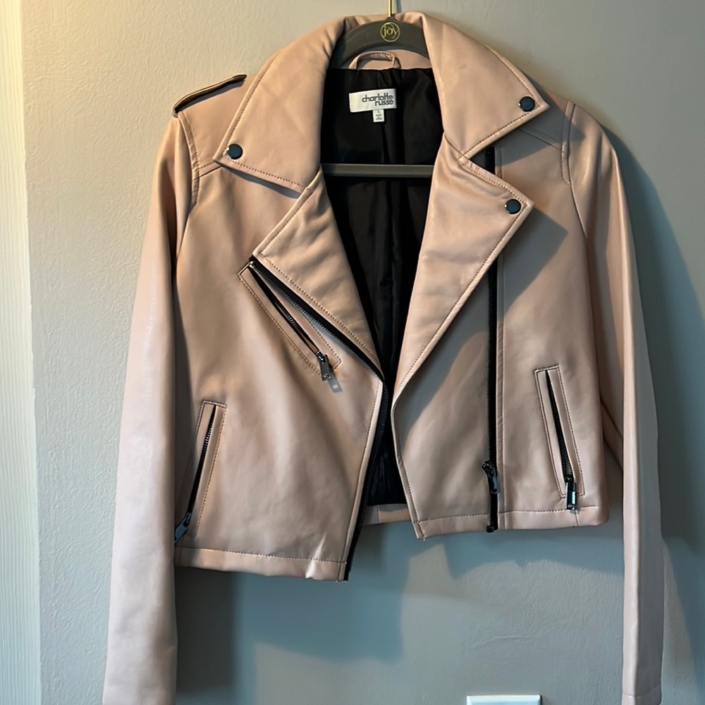 Charlotte Russe nude/blush leather jacket LIKE NEW , never worn